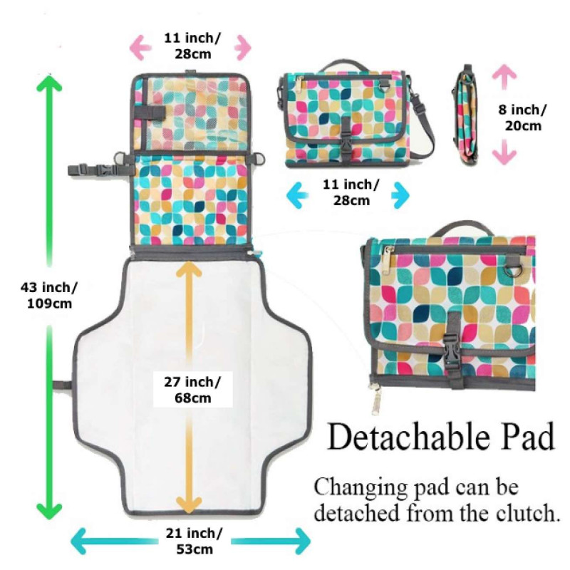 Portable Diaper Changing Pad Built in Head Cushion Waterproof Baby Travel Changing Station Large 109 x 53 cm